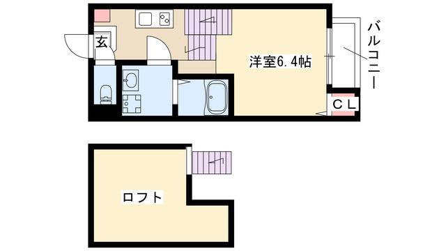 ETERNAL COURT TSURUMAI(1K/1階)の間取り写真