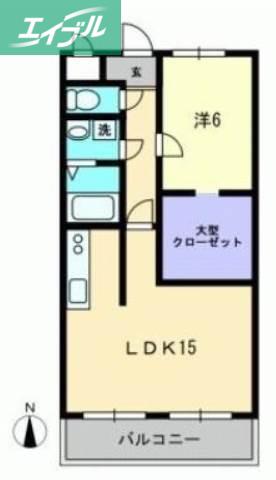 旭川スカイハイツ(1LDK/6階)の間取り写真