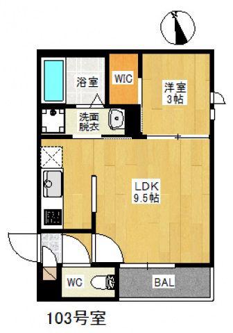 GRANDTIC江波本町(1LDK/1階)の間取り写真