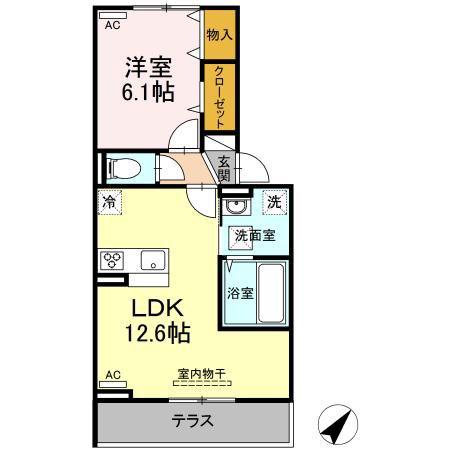 グラン パセオ(1LDK/1階)の間取り写真