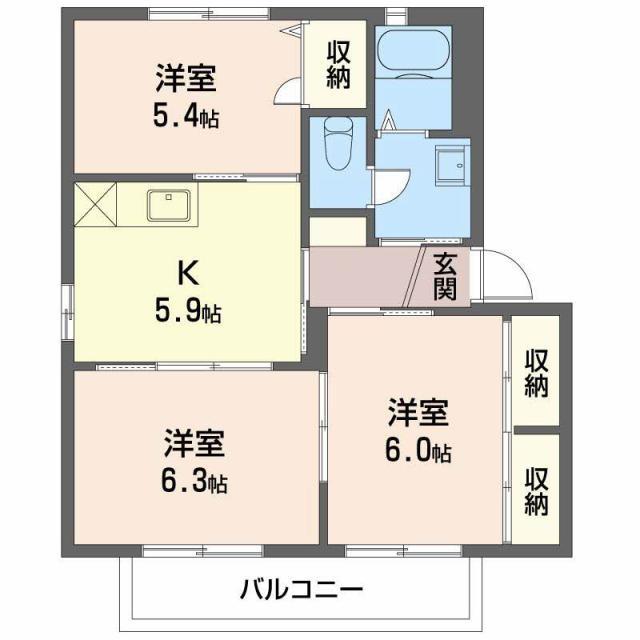 マウンテン E(3K/2階)の間取り写真
