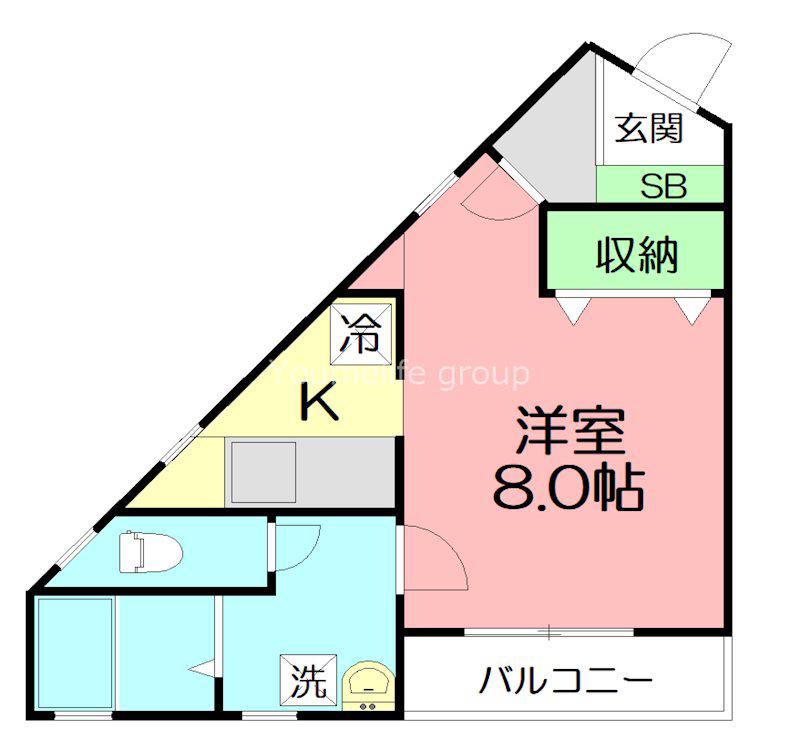 ストゥディオ本町(1K/2階)の間取り写真