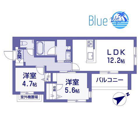 レフィシア腰越(2LDK/2階)の間取り写真