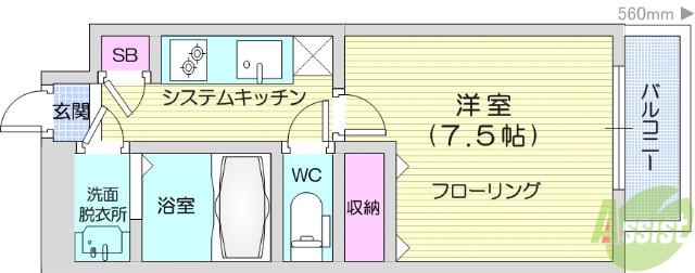 シェルグランデ土樋(1K/3階)の間取り写真