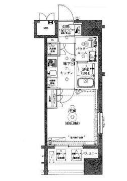 ライジングプレイス川崎(1K/15階)の間取り写真