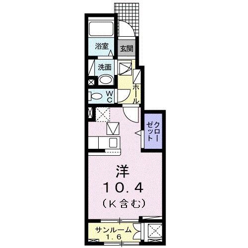 フォルシュ ムジカ(ワンルーム/1階)の間取り写真