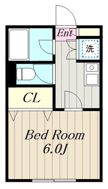 グリーンハウス弥栄(1K/2階)の間取り写真