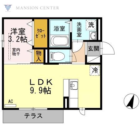 オリーブ(1LDK/1階)の間取り写真