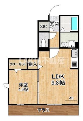 パライソ(1LDK/3階)の間取り写真