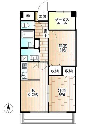 宇都宮昭和ビル IV(2SDK/3階)の間取り写真