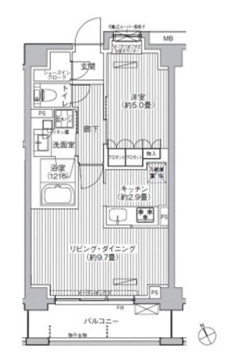 メゾンカルム市谷仲之町(1LDK/2階)の間取り写真