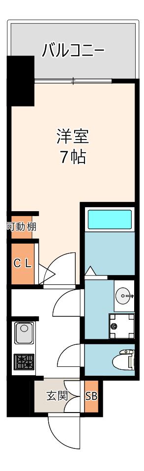 S-RESIDENCE難波大国町TRES(1K/6階)の間取り写真