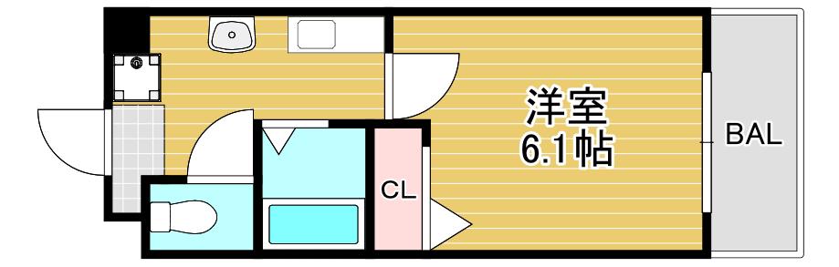プレジール福島(1K/4階)の間取り写真