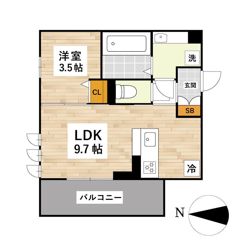 コンフォール古閑上(1LDK/2階)の間取り写真