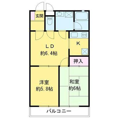 ガーディナーハウス(2DK/1階)の間取り写真