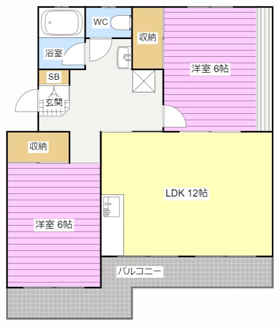 黒柳ハイツ(2LDK/2階)の間取り写真