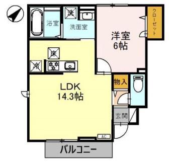 スーリール住吉(1LDK/1階)の間取り写真