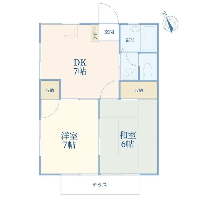 スカイハイツ(2DK/1階)の間取り写真