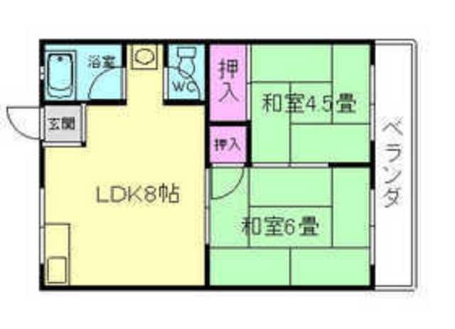 平和マンション(2LDK/3階)の間取り写真