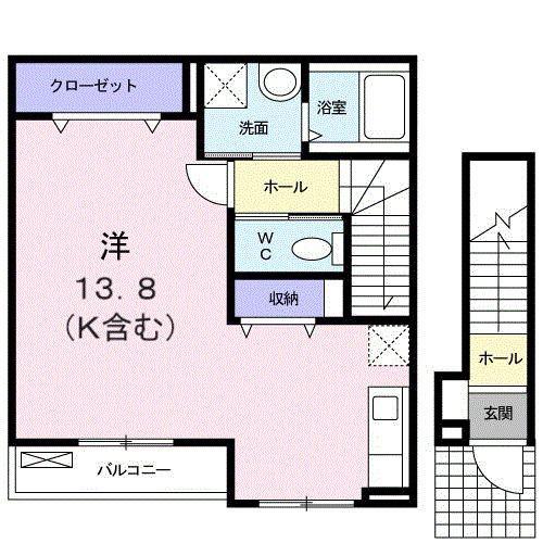 ベルカーナ(1K/2階)の間取り写真