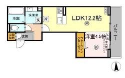 JR山陽本線 倉敷駅 徒歩15分 3階建 築2年(1LDK/2階)の間取り写真