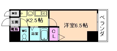 エスリード福島駅前(1K/9階)の間取り写真