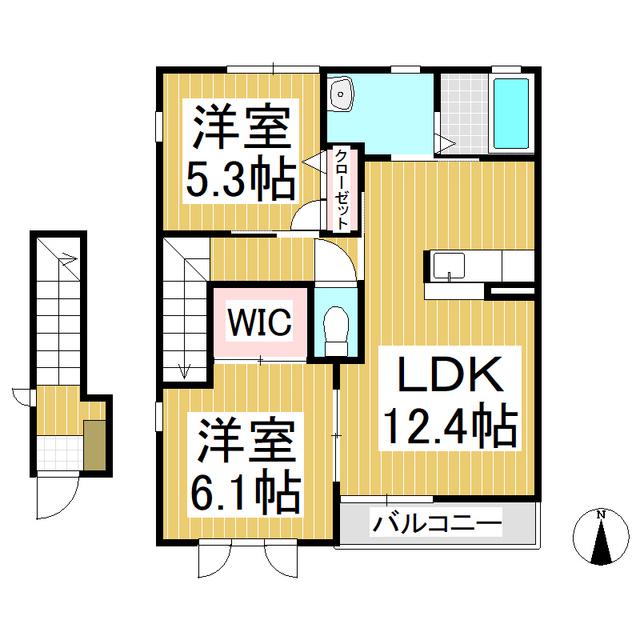 ボヌールスクエアC棟(2LDK/2階)の間取り写真