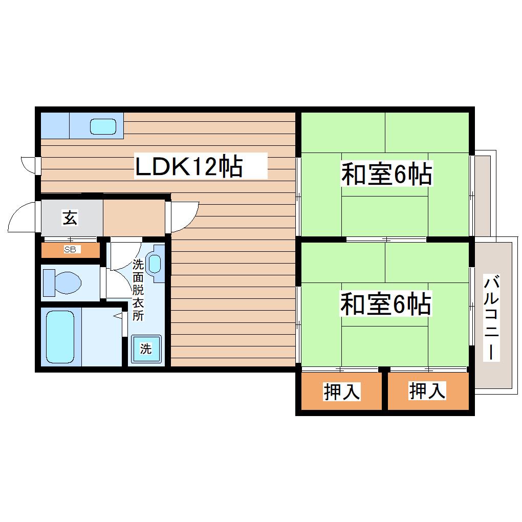 コスモス(2LDK/1階)の間取り写真