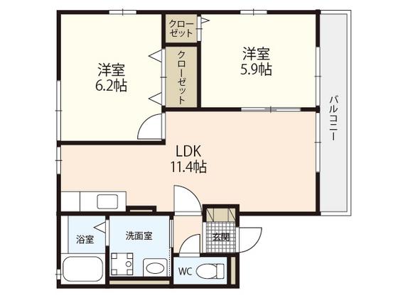フュチュールM (2LDK/1階)の間取り写真