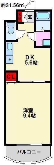 イング大宮(1DK/2階)の間取り写真