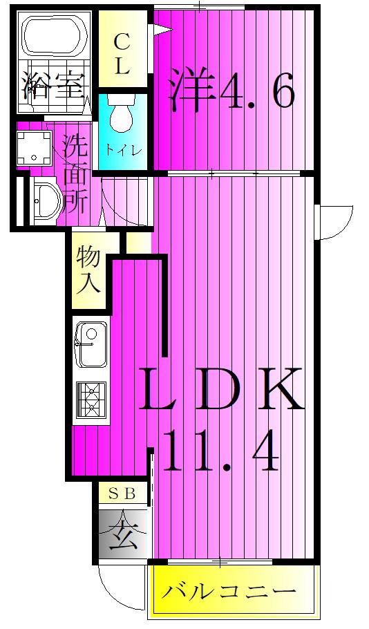 LA PACE ラ パーチェ(1LDK/1階)の間取り写真