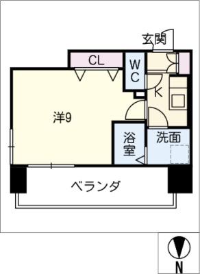 プレサンス錦通 THE 葵(1K/9階)の間取り写真