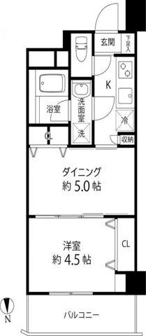 DUOSTAGE白金高輪(1DK/3階)の間取り写真