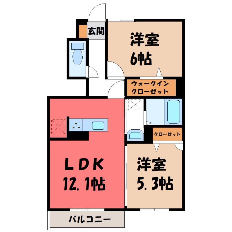 ベルノーム(2LDK/1階)の間取り写真