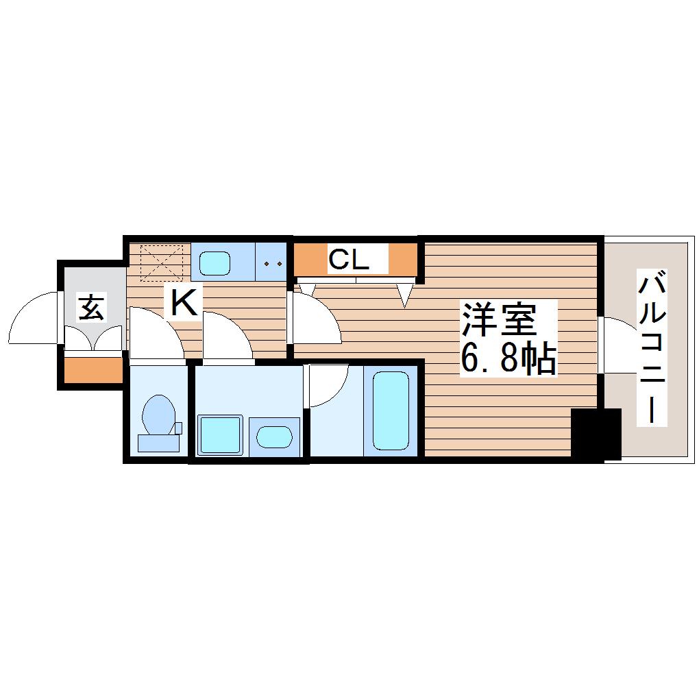 プライムアーバン仙台木町通(1K/2階)の間取り写真