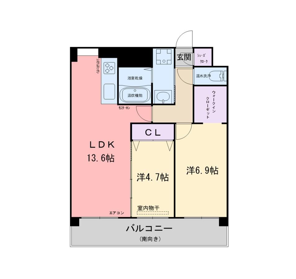 ゼニス バージュ(2LDK/4階)の間取り写真