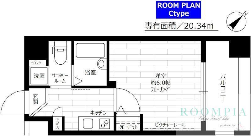 ステージファースト上池台(1K/6階)の間取り写真