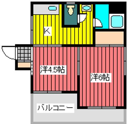 朝日コーポラス(2K/1階)の間取り写真