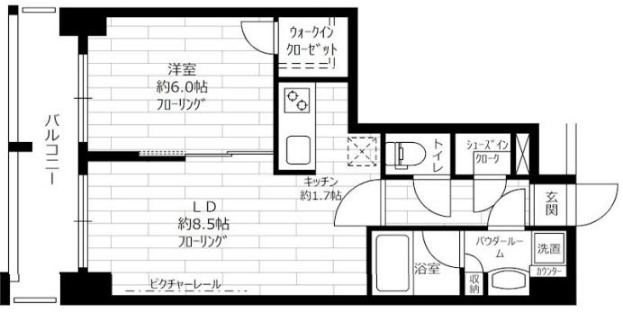 ステージファースト新御徒町(1LDK/9階)の間取り写真