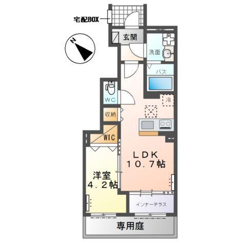 ジニアハイツ A(1LDK/1階)の間取り写真