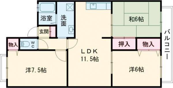 シャイニーSHIBATA II(3LDK/2階)の間取り写真