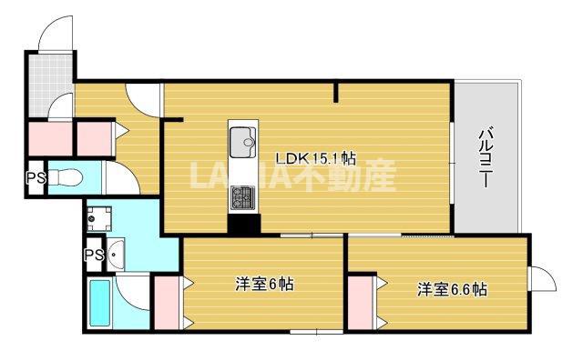 グリーン コート 杭全III(2LDK/2階)の間取り写真