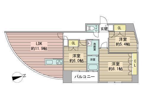 ADEN宮の森(3LDK/9階)の間取り写真
