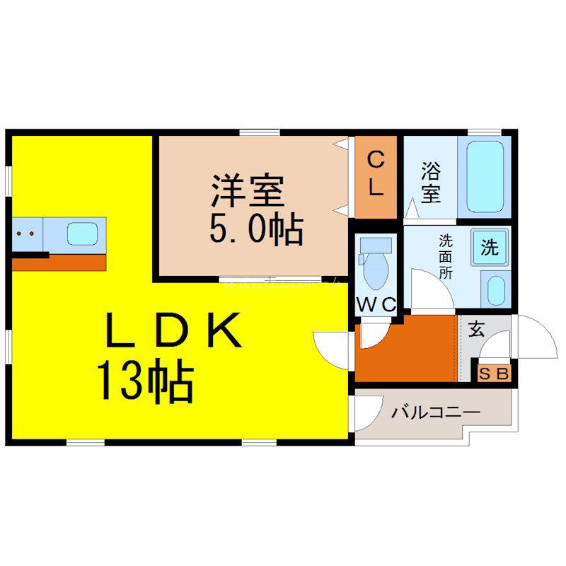 シュリット今池(1LDK/2階)の間取り写真