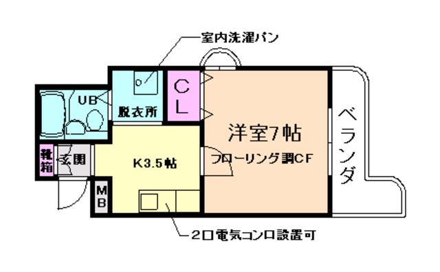 ヴィラージュ清風荘(1K/2階)の間取り写真