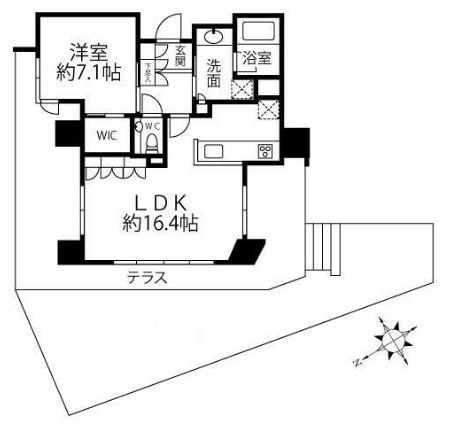 イニシア高輪プレシアスコート(1LDK/2階)の間取り写真