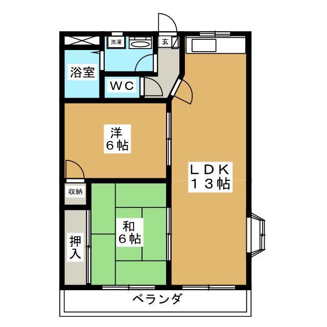 グローリア飯塚(2LDK/2階)の間取り写真