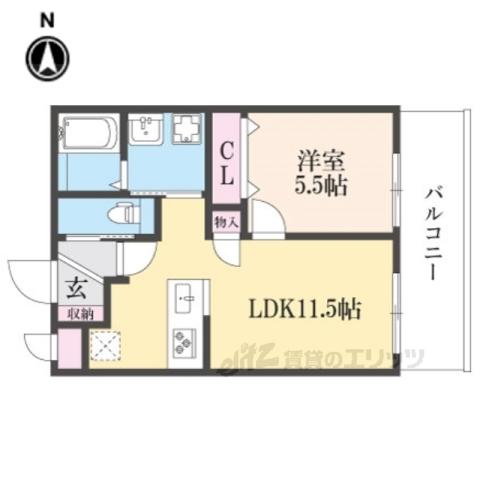 クラルテ桂川(1LDK/6階)の間取り写真