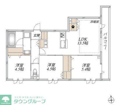 オカバ八王子堀之内ヘーベルメゾン(3LDK/2階)の間取り写真