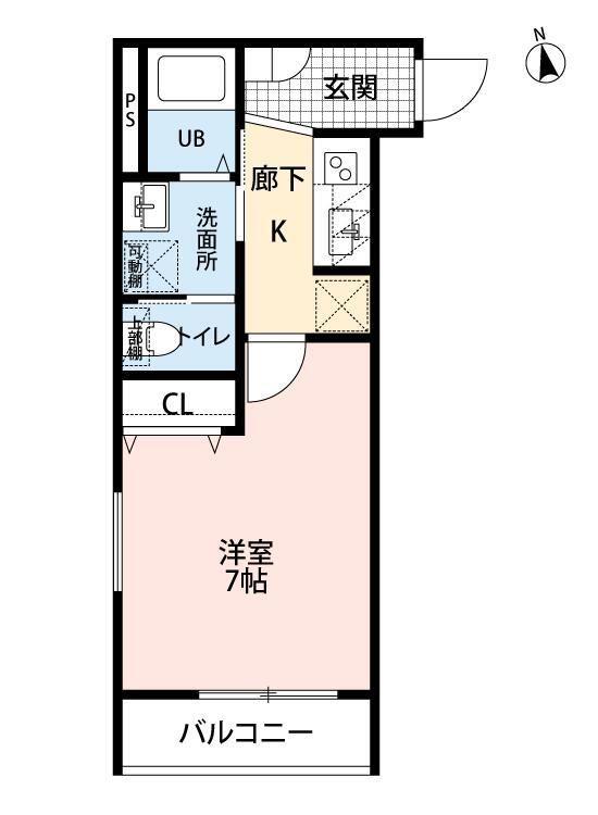 KISBIG市川(1K/1階)の間取り写真